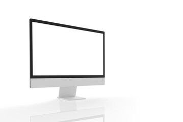 Modern computer screen with reflection isolated, transparent