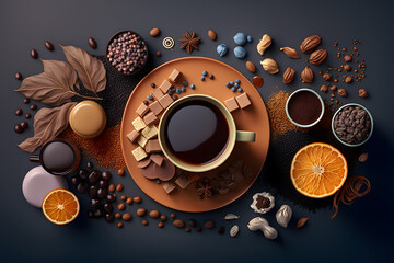 Coffee with many ingredients. Generative AI