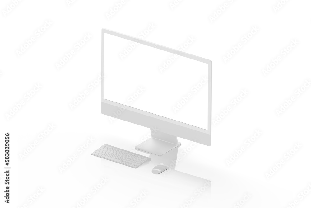 Aufkleber Isolated transparen modern white computer display for app or web page presentation. Isolated screen for design showcase
