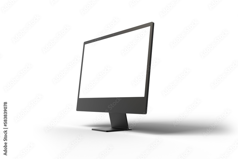 Aufkleber Black computer screen with shadow transparent. Isolated screen for web page presentation