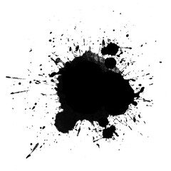 Random splash of black paint, masking shapes for manipulation purposes, Abstract black brush stroke smudge, isolated object illustration with transparent background	