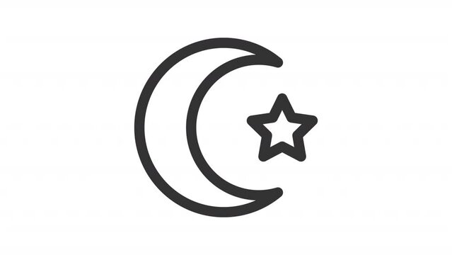 Animated islam linear icon. Monotheistic religion. Faith and worship. Mosque. Muslim world. Seamless loop HD video with alpha channel on transparent background. Outline motion graphic animation
