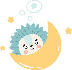 Sleepy Hedgehog On Moon