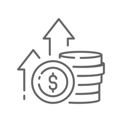 inflation, money growth, dollar price increase concept illustration line icon design editable vector eps10