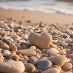 Fototapeta na wymiar Heart Shaped Pebble On A Beach