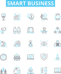 Smart business vector line icons set. Intelligent, Ninety-Seven, Profitable, Innovative, Automated, Organized, Digital illustration outline concept symbols and signs