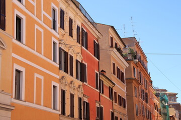 Fototapeta premium Borgo Pio Street View with Colorful House Facades in Rome, Italy