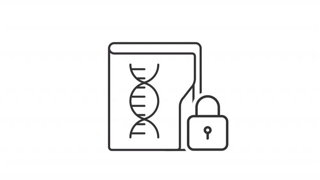 Animated genetic data linear icon. Heredity information protection. Data access. Seamless loop HD video with alpha channel on transparent background. Outline motion graphic animation