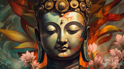 Buddha statue sculpture. deep meditation