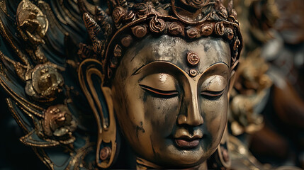 Fototapeta na wymiar Buddha statue sculpture. deep meditation