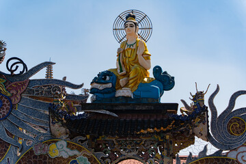 Fototapeta na wymiar Buddhist glass pagoda. Linh Phuoc Pagoda in Traimat in Vietnam. 