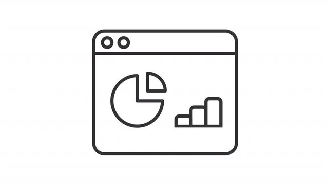 Animated statistics linear icon. Online analytics. Business presentation. Financial report. Seamless loop HD video with alpha channel on transparent background. Outline motion graphic animation