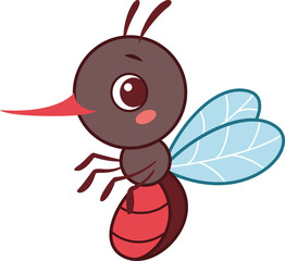 Doodle Mosquito Cartoon Illustration