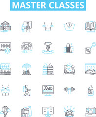 Master Classes vector line icons set. Masters, Classes, Learning, Instruction, Education, Course, Program illustration outline concept symbols and signs