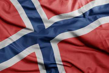 waving national flag of norway .macro shot. 3D illustration