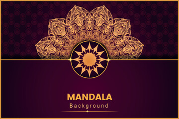 Vector luxury ornamental geometric mandala pattern gold and red color background design Arabic Islamic east style.