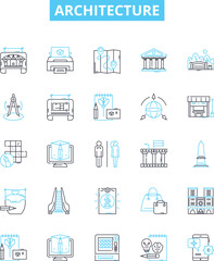 Architecture vector line icons set. Structure, Design, Facade, Building, Planning, Form, Space illustration outline concept symbols and signs