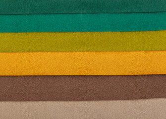 Different samples of velvet fabric