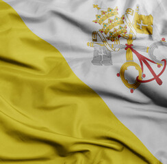 waving national flag of vatican city .macro shot. 3D illustration