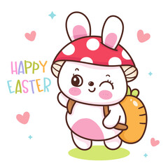 card with rabbit bunny happy easter day
