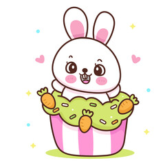 happy easter bunny with carrot cupcake
