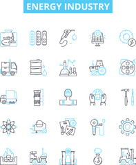 energy industry vector line icons set. Energy, Industry, Oil, Solar, Wind, Nuclear, Hydroelectric illustration outline concept symbols and signs