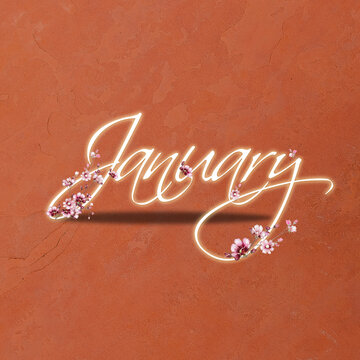 January decorated with flower