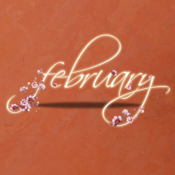 February decorated with flowers