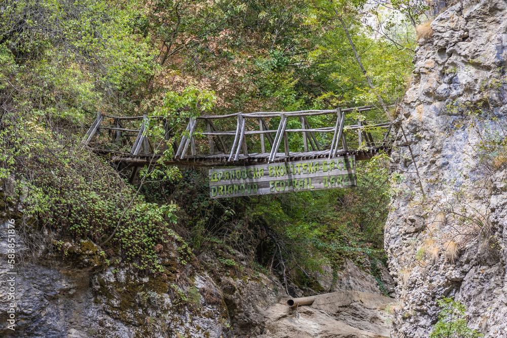 Sticker Bridge over River Andaka River near Bacho Kiro cave near Dryanovo town, Bulgaria