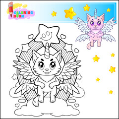 cute cat unicorn coloring page