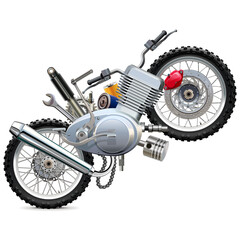 Vector Enduro Motorbike Concept with Spare Parts