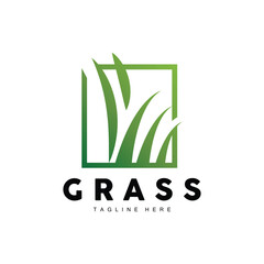 Green Grass Logo Design, Farm Landscape Illustration, Natural Scenery Vector