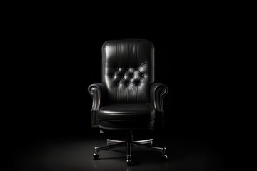 Fototapeta premium Black office chair on Black background. Generative ai