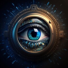 Technology background. Biometric authentication, eyes scanning, future technology and cybernetic, cybersecurity. Generative AI