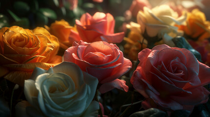 Ultra-Realistic Close-Up of Vibrant Roses - Generative Ai