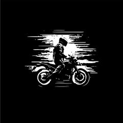 Motorbiker icon, motorcycle biker emblem, speed rider sign, motorcycling logo template. Vector illustration.