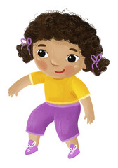 cartoon child kid girl resting having fun kindergarten stage childhood illustration for kids