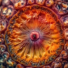 Ultra macro photography of fantastic colourful microorganisms, made with Generative AI