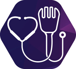 Medical food vector logo template. This design use fork symbol. Suitable for health.