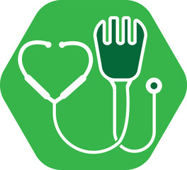 Medical food vector logo template. This design use fork symbol. Suitable for health.