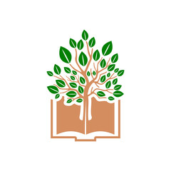 Tree book logo icon isolated on transparent background