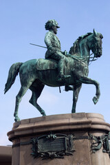 Fototapeta premium Vienna (Austria). Equestrian sculpture of Franz Joseph I of Austria outside the Albertina Museum in the historic city center of Vienna.