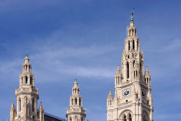 Fototapeta na wymiar Vienna (Austria). Towers of the Vienna City Hall building
