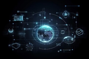 Obraz premium Connections system global world view 3D rendering. Generative ai