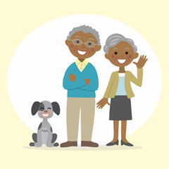 illustration of a family - grandpa and grandma