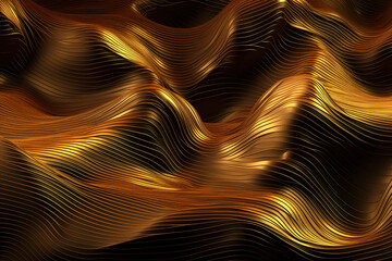Wavy Golden Metallic 3D Background