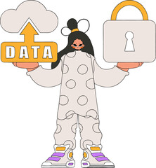 Girl with a cloud.stored padlock