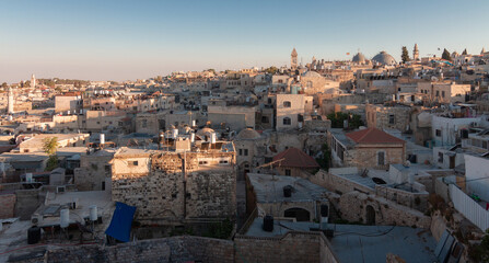 Fototapeta na wymiar Jerusalem Old City panorama, top view, ancient town from above