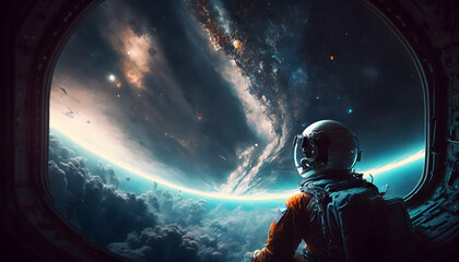 Obraz na płótnie Canvas Astronaut in the wonderful space. Generative AI