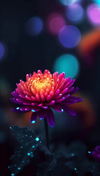Nature's Chromatic Display: A Bokeh Flower with a Vibrant Palette - Generative Ai